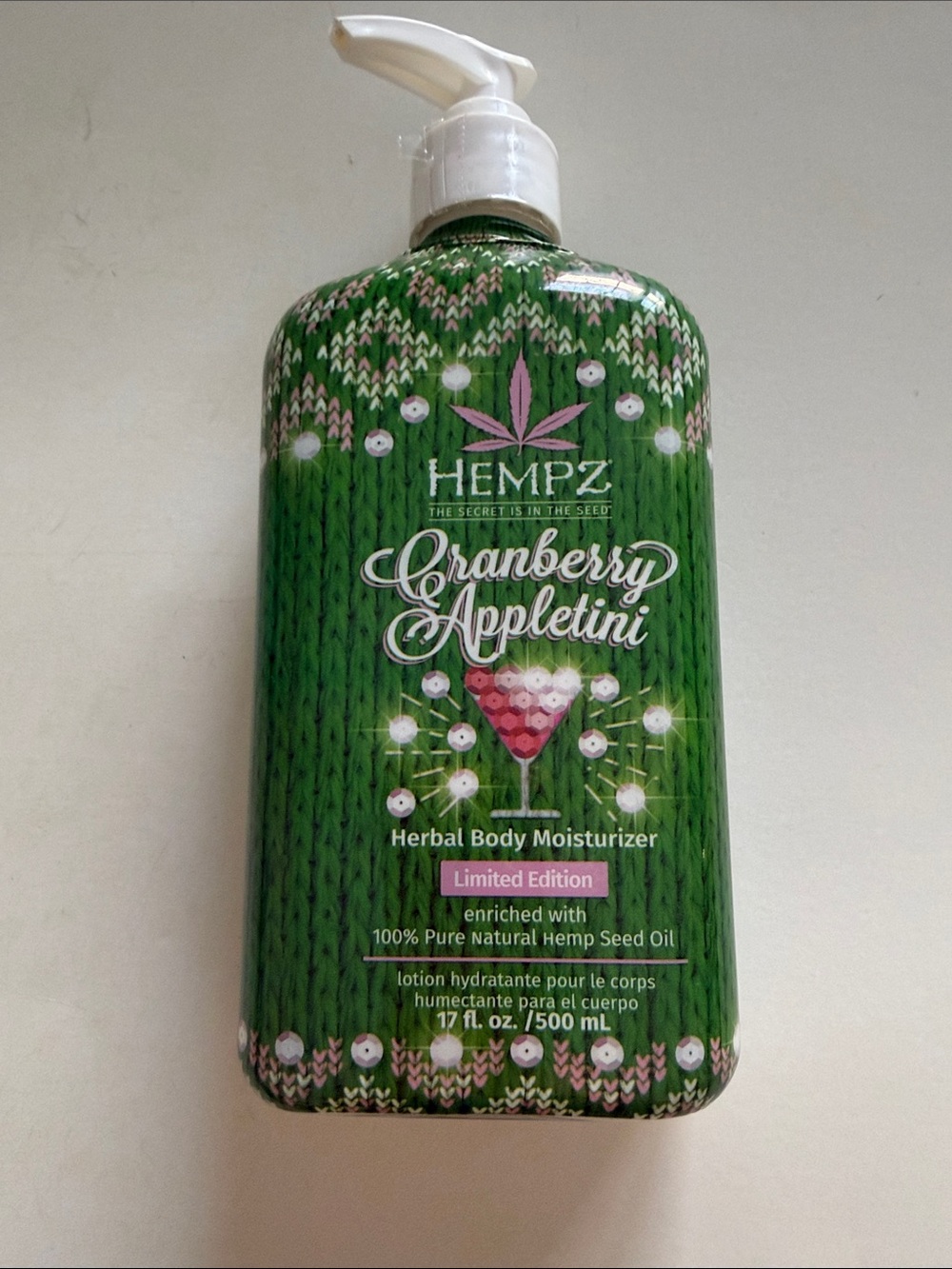 Hempz Cranberry Appletini Herbal Body Moisturizer - Green with Pink Accent,17 oz